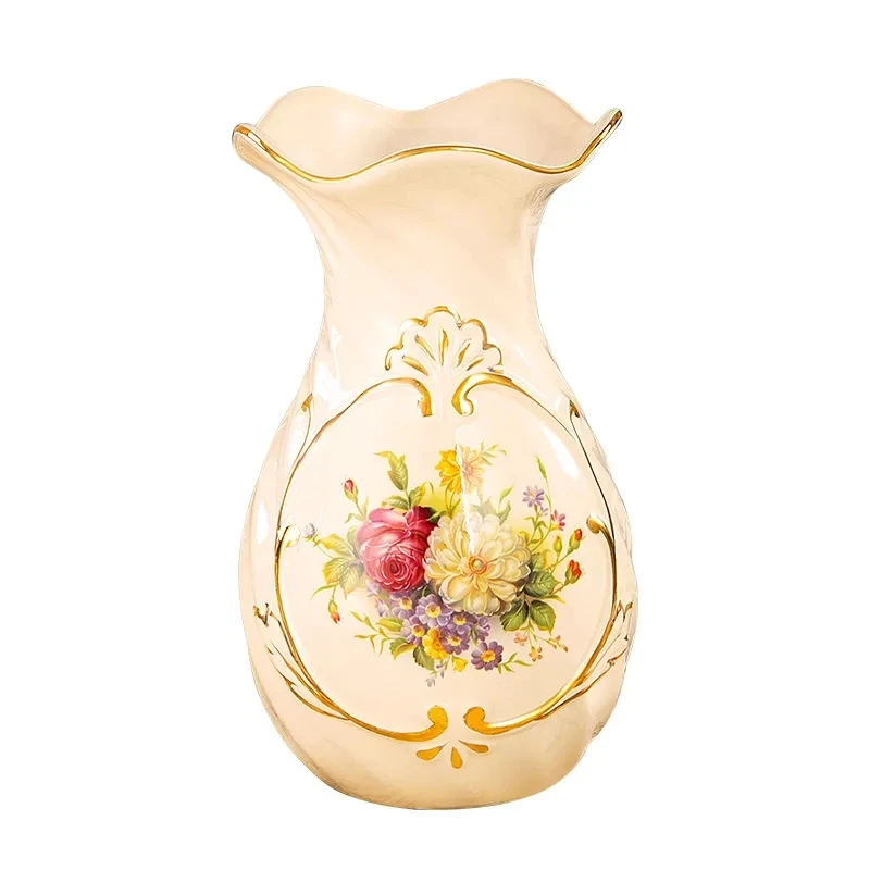 Ceramic vase 3D Stereoscopic dried flowers arrangement wobble plate living room entrance ornaments home decorations