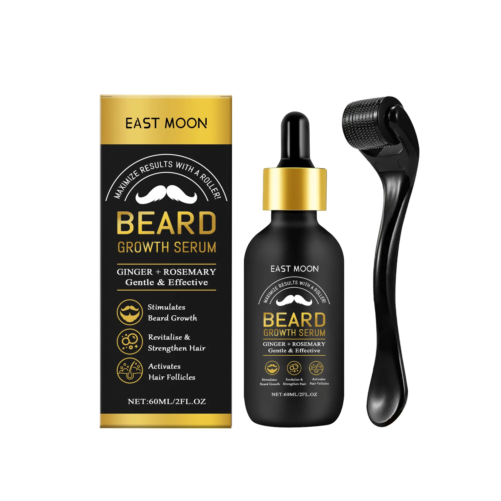 East Moon – ensemble de sérum pour la croissance de la barbe, favorise la croissance des moustaches, renforce les racines des cheveux, adoucit la peau, hydratant, soin pour la barbe