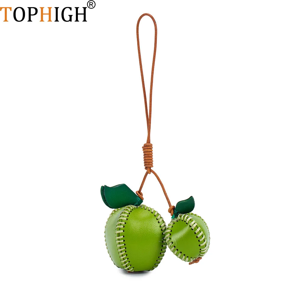 TOPHIGH Genuine Leather Handcrafted Pendant Super Top layer Vegetable Tanned For Bag Charms Cute Car Handing Keychain