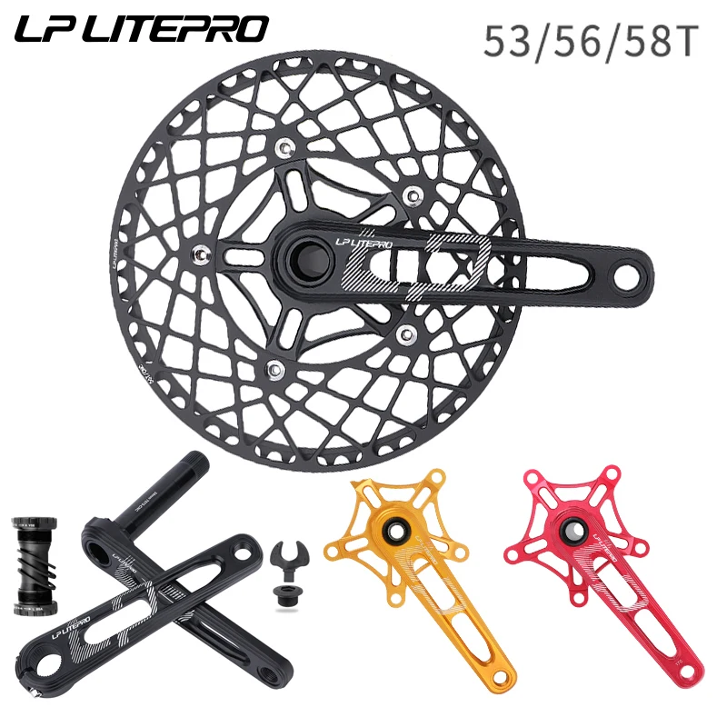 

LP Litepro CNC skeletonized bicycle crankset 170MM 53T 56T 58T single chainring 130BCD folding bicycle sprocket crankset