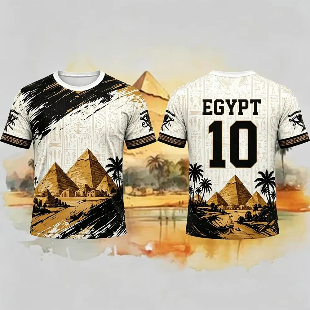Men's Egypt Pyramid Pharaoh Graphic Short Sleeve Jersey Quick Dry Breathable Lightweight Football T-Shirt For Adult Fans