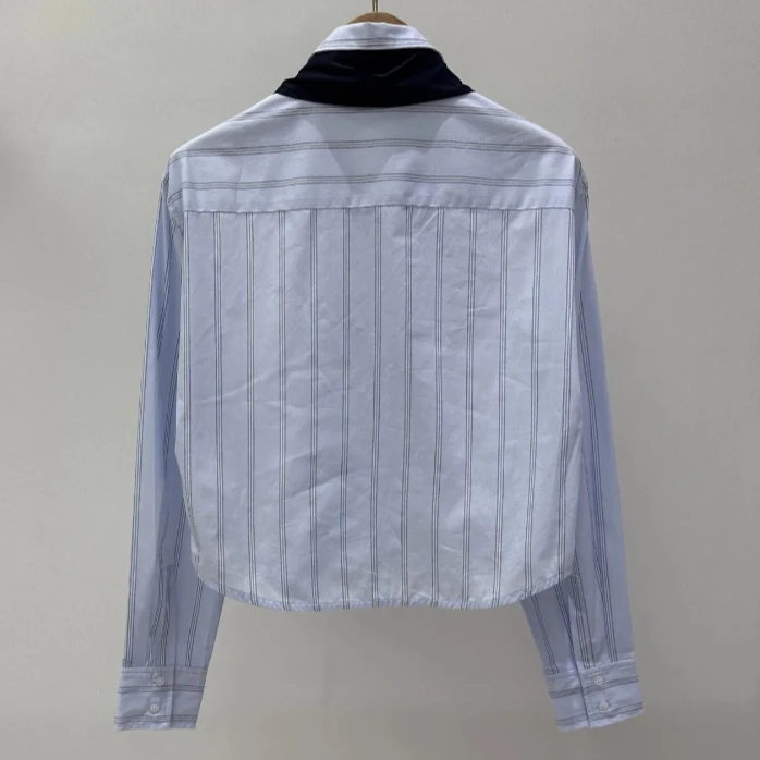 

2025 autumn and winter women's new white shirt long sleeve striped casual ladies tops