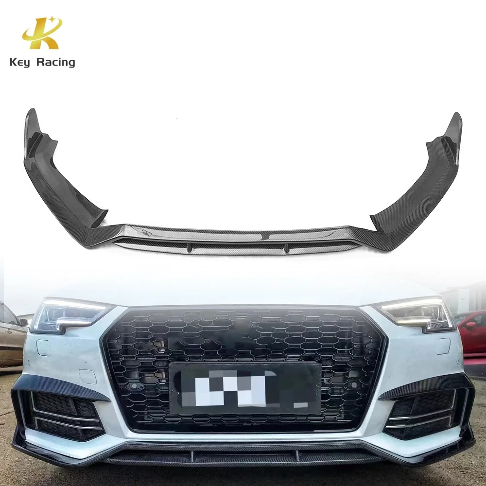 Real Carbon Fiber K Style Car Front Bumper Lip Splitter For Audi A4 B9