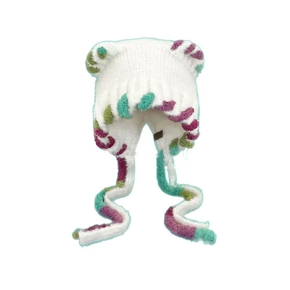 Sweet Ear Protection Cat Ear Beanies Hat Earmuff Korean Plush Hat Windproof Thickened Women Pullover Cap Autumn Winter