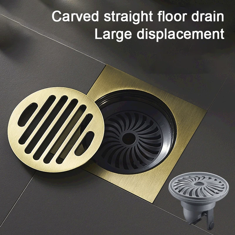 Bathroom All-copper Floor Drain Anti-odor Shower Room Large-displacement Bathroom Washing Machine Floor Drain