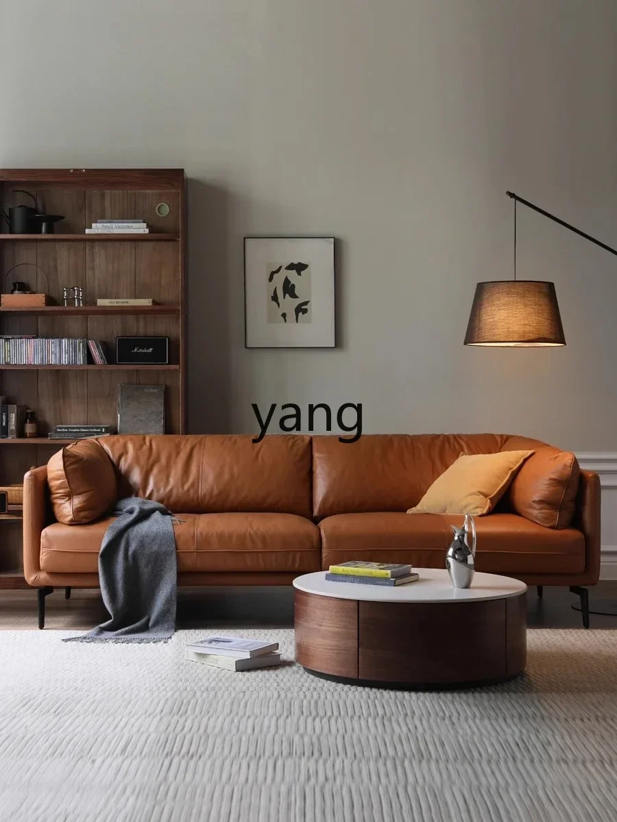LTT leather sofa living room Italian light luxury first-layer cowhide sofa household small apartment leather sofa