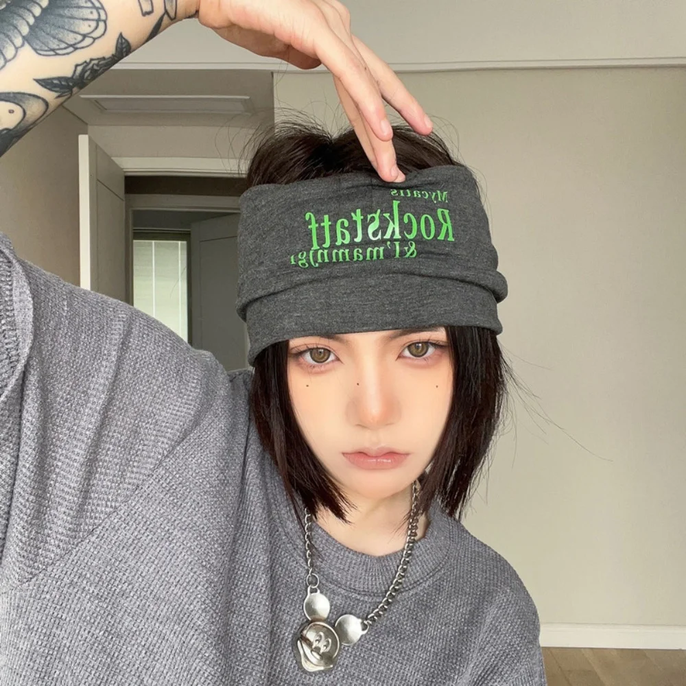 

Корейская широкая повязка на голову с буквенным принтом, повязки для мытья лица, женские повязки для волос в стиле панк, нескользящие мягкие аксессуары для волос для йоги, подарок y2k