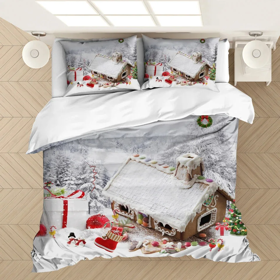 

Рождественский пододеяльник с мультяшным принтом, комплект постельного белья из микрофибры, мультяшный пододеяльник с наволочками, детский подарок