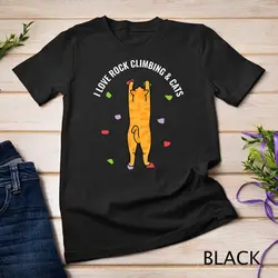 I Love Rock Climbing & Cats Orange Kitty Cat Climber Gift T-Shirt Unisex T-shirt