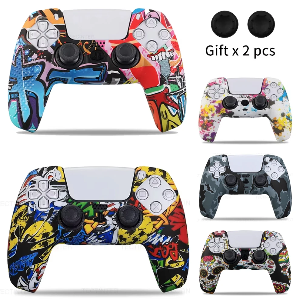 Silicone Protective Case for PS5 Controller Gamepad Rubber Cover Skin Sleeve Protector Thumbstick Grip Caps For PS5 Accessories