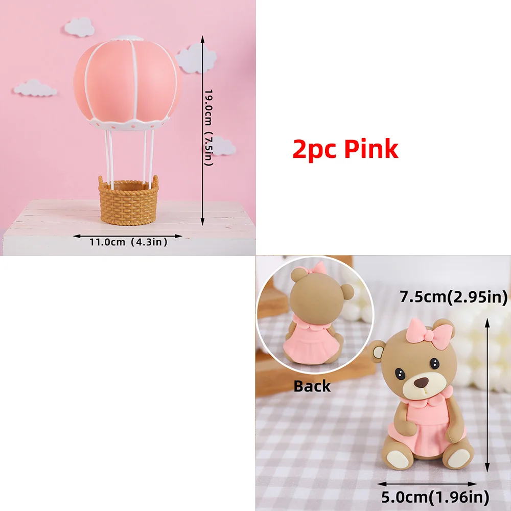 Heißluftballon-Kuchenaufsatz, rosa, blau, grüner Bär, Kuchenaufsatz für Jungen oder Mädchen, Babyparty, Kindergeburtstag, Party-Dekoration – Detail 31