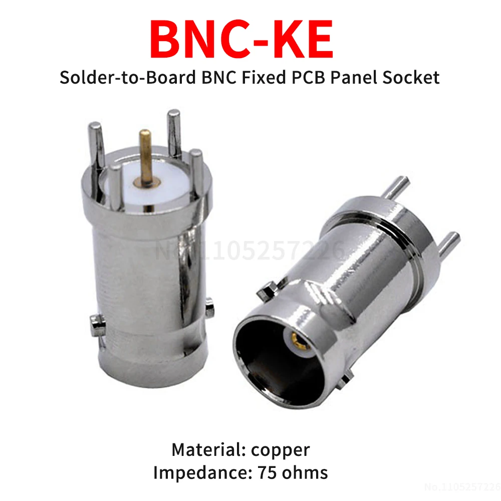 BNC-KE Four-pin copper BNC female connector solder-to-board BNC socket for PCB mounting 75 ohms (1 pcs)