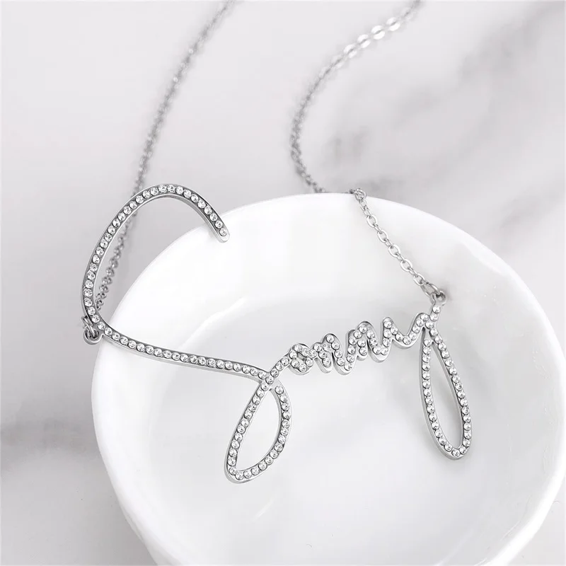 

Custom Cubic Zirconia Diamond Name Necklace Personalized Shiny Zircon Name Necklaces for Women Her Customized Necklaces Gifts