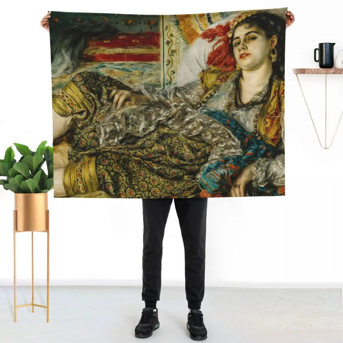 Auguste Renoir - Odalisque Throw Blanket Bed linens Soft Big Decorative Beds Decorative Sofas Furry Soft Plush Plaid Blankets