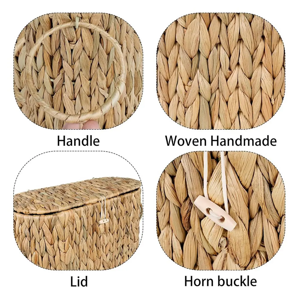 FTGT NEW Toilet Paper Storage Basket, Water Hyacinth Slim Toilet Paper Holder with Lid- Holds Up to 6 Rolls