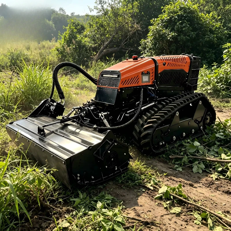 Intelligent 38HP Autonomous Remote Control Lawn Mower with RTK GNSS System for Precise Agriculture and Solar Farm Maintenance.