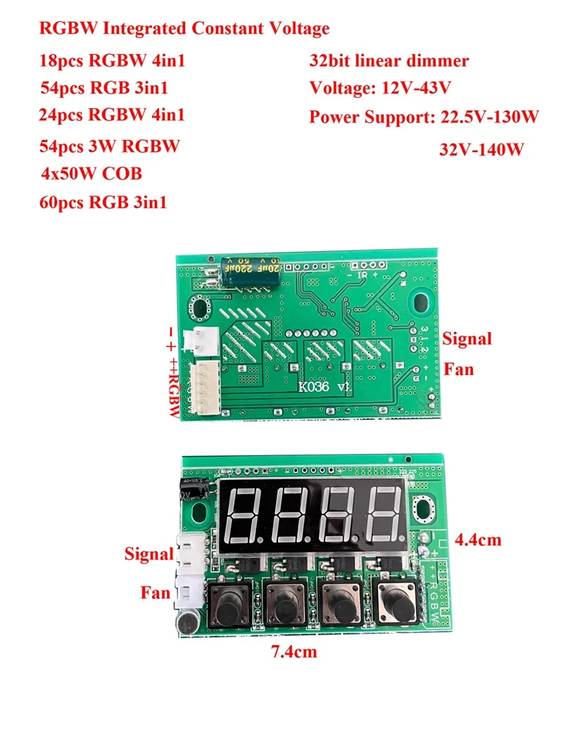 4pcs/lotK036 Integrated Constant Voltage Main Board RGBW LED Par Light Motherboard for Professional Lighting Systems Replacement