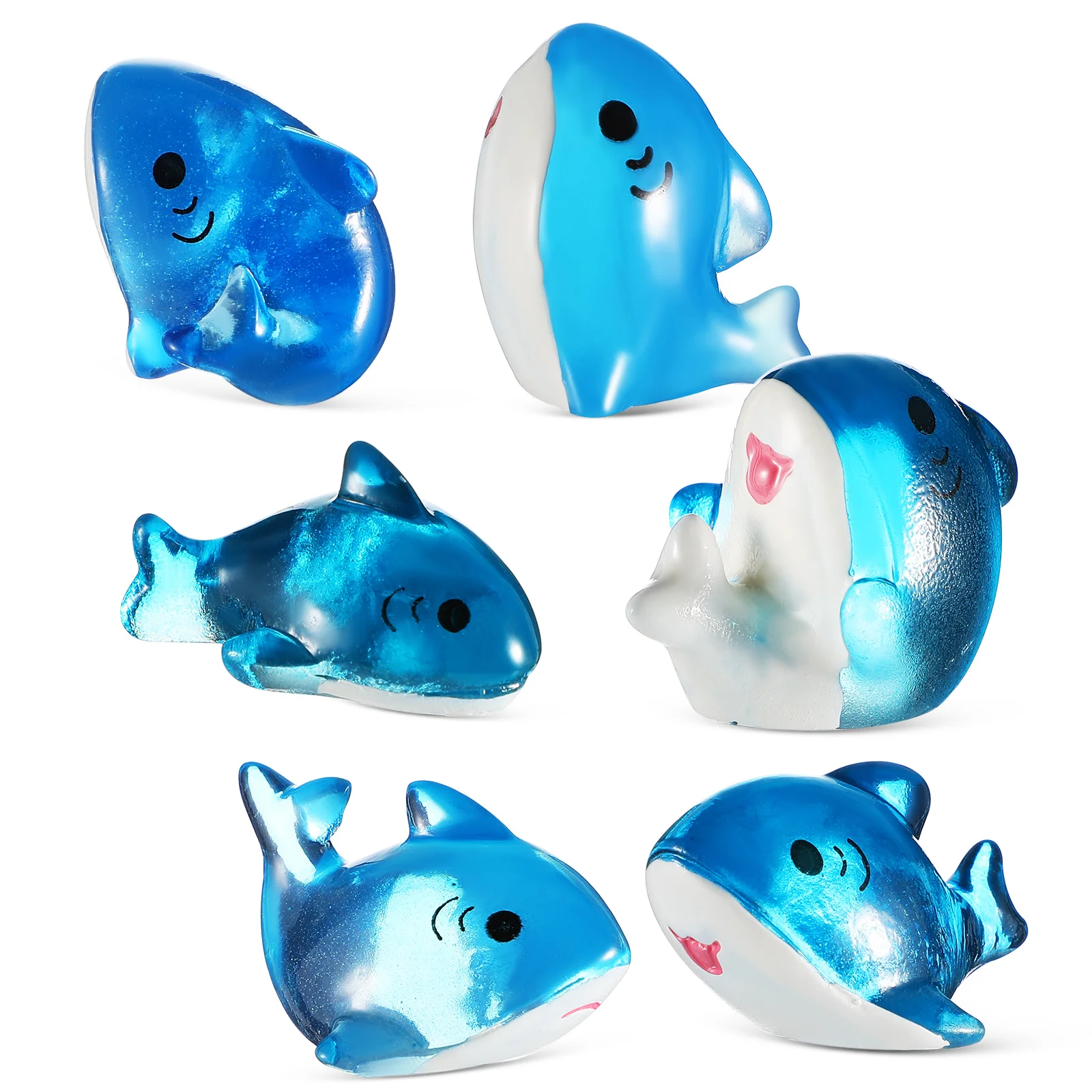 

6Pcs Miniature Shark Resin Ocean Animals Pack Miniatures Fish Tank Decor Garden Micro Landscape Cute Small Figures