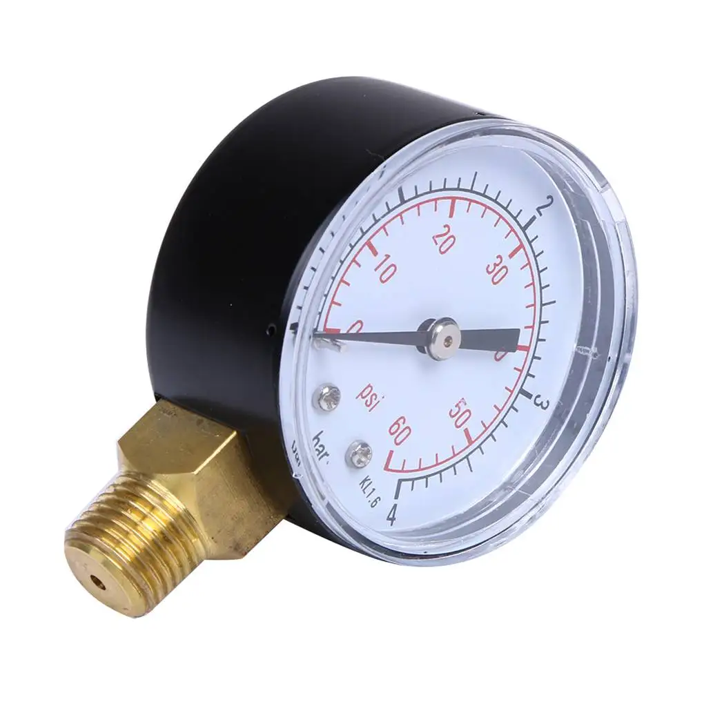 Imagem -04 - Water Pressure Meter Thread Mount Manômetro de Óleo Compressor de ar Manômetro Tester Bspt 04bar 060psi 50 Milímetros