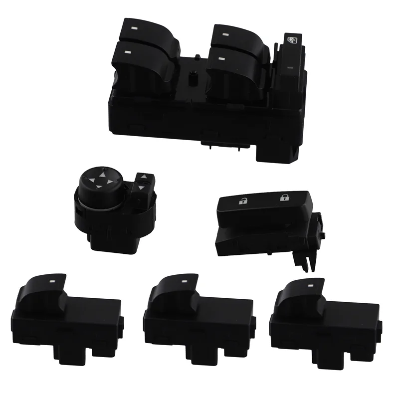 

Unique 6Pcs/Set Front Left Right Power Window Lifter Button Door Lock Mirror Control Switch For Chevy Silverado GMC Sierra