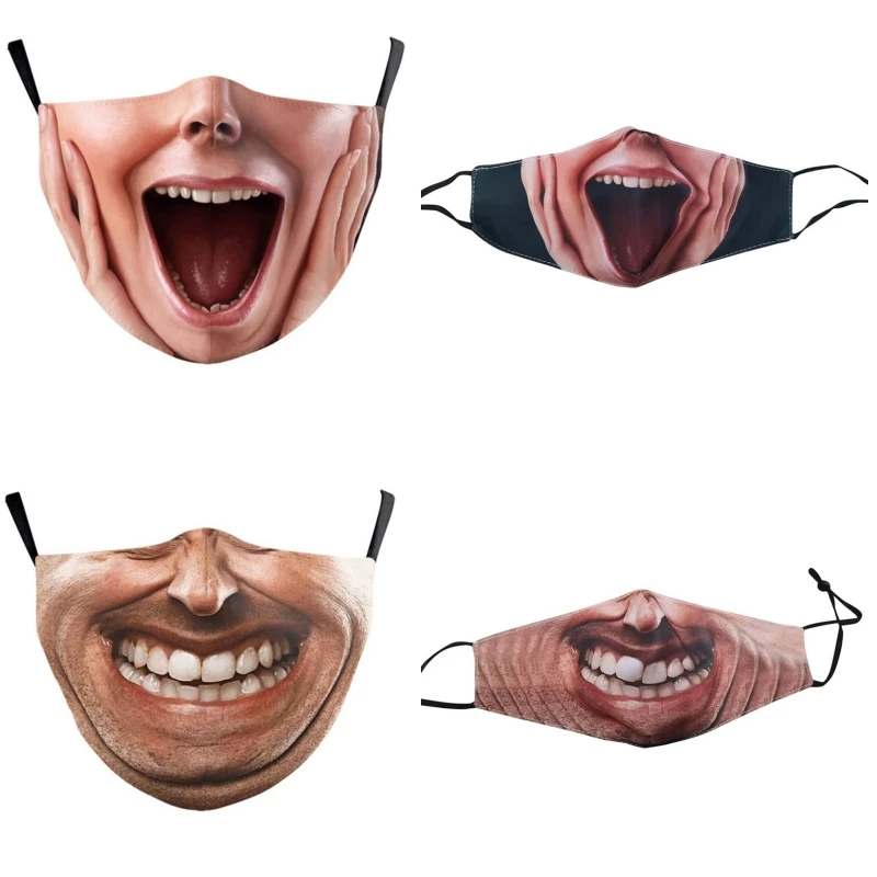 Halloween Adults Mouth Masks Funny Printed Cotton Blend Facial Expressions Washable Mascaras Face Shield Masque Facial Masks