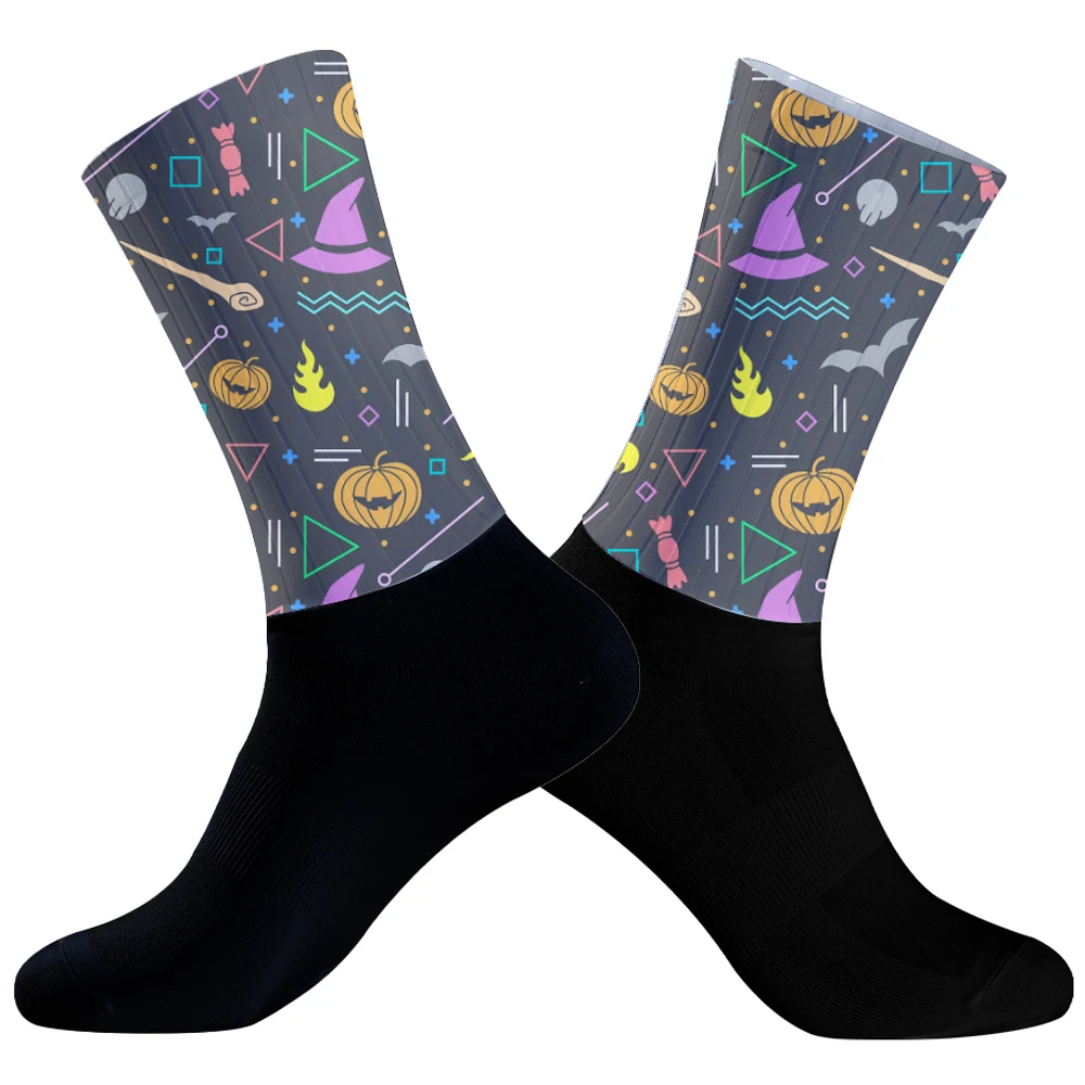 Männer und Frauen Halloween Rad socken rutsch feste atmungsaktive Fahrrads ocken Kompression Sports ocke Fahrrad flotte Renn socken