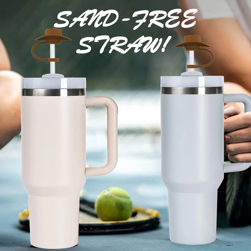 1PCS Silicone Straw Covers Cap Compatible With Stanley 30&40Oz Cup10mm Cowboy Hat Straw Toppers Reusable Dust-Proof Straw Caps