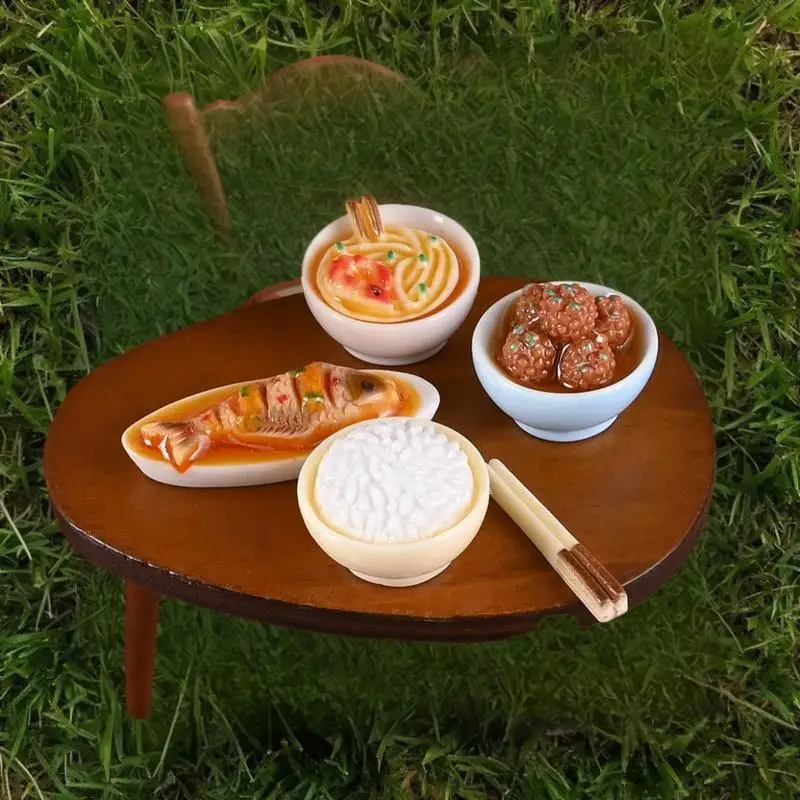 1/12 Scale Dollhouse Miniature Chinese Dishes Food Models for Dining Room Decor