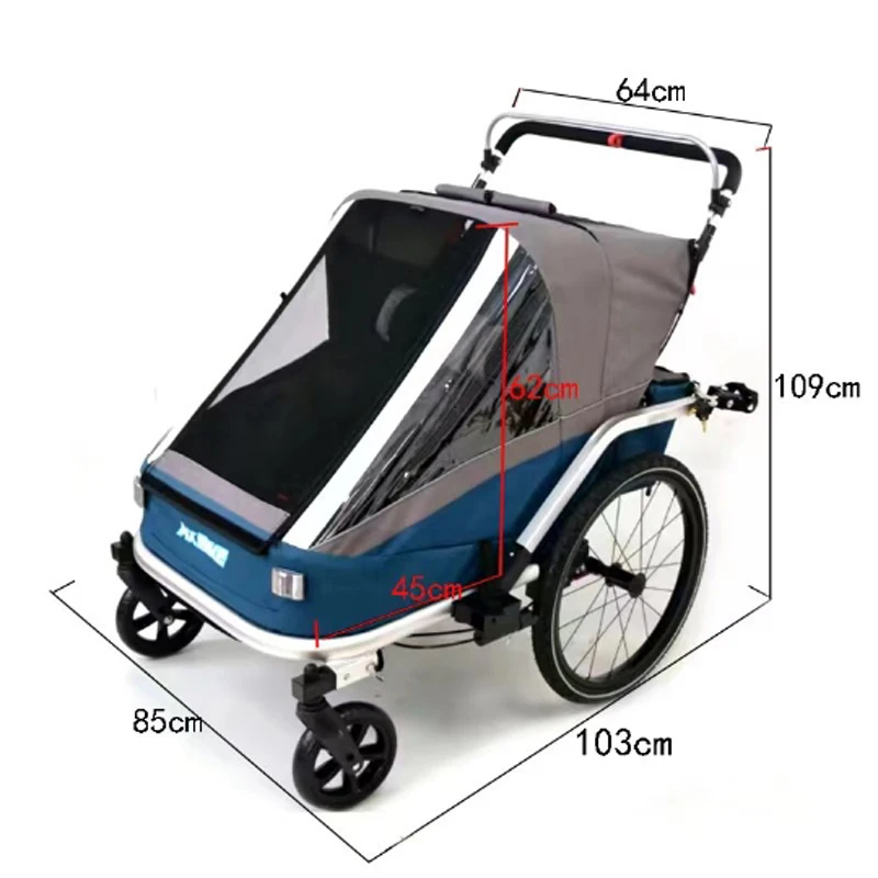 Модный продукт Двойной детский велосипедный прицеп 3 в 1, конвертируемый в коляску для близнецов или детского бегуна с рамой из алюминиевого сплава