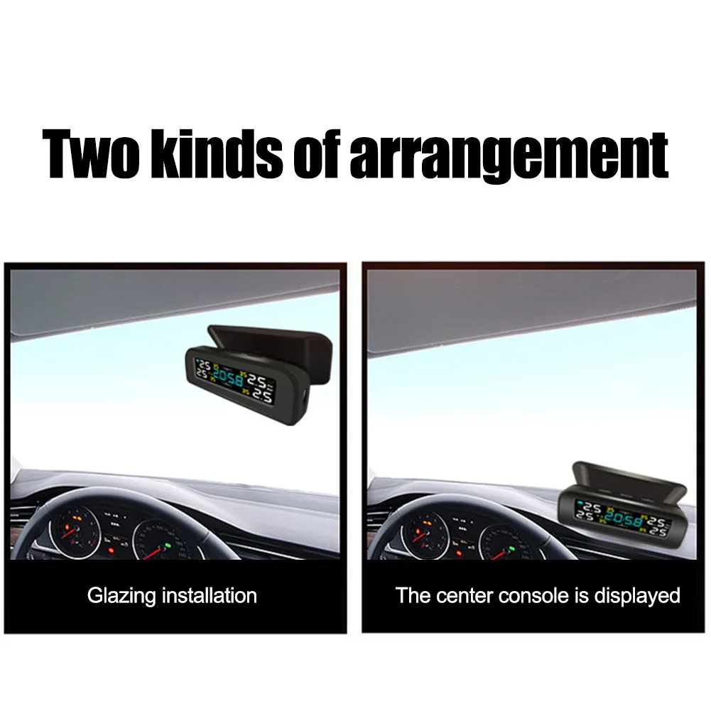 

17*11*6cm Tire Pressure Monitoring System Sensor Low Battery Alarm Auto Power On And Off Color LCD Digital Display
