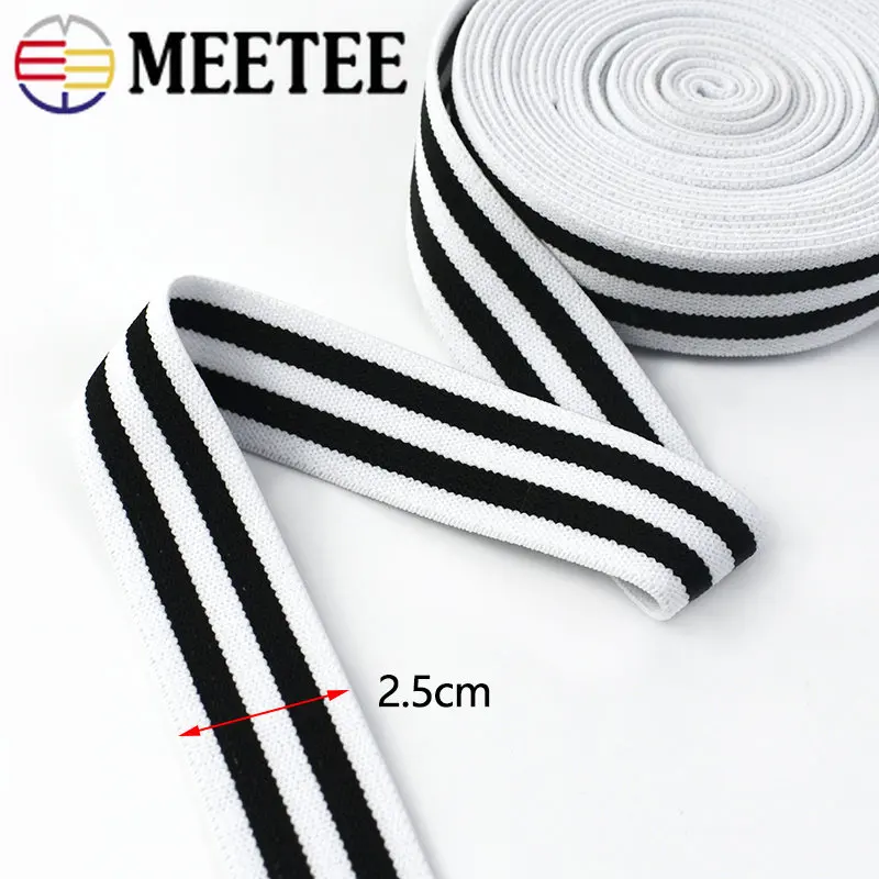 5/10Meters Black White Stripe Elastic Band Decor Stretch Rubber Ribbon for Sewing Clothes Pants Dress Belt Tape DIY Accessories