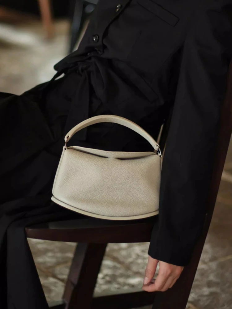 

Fashion Retro Simple Genuine Leather Women Tote Bag\Handbag Real Leather Lady Underarm Shoulder Crossbody Bag Small