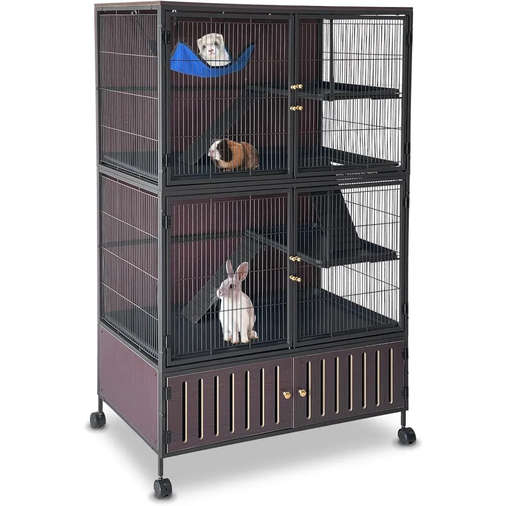 

Spacious 5-Level Ferret Cage with Locker - 59" H Rolling Pet House for Guinea Pigs, Rabbits, Chinchillas, and More - Includes Re