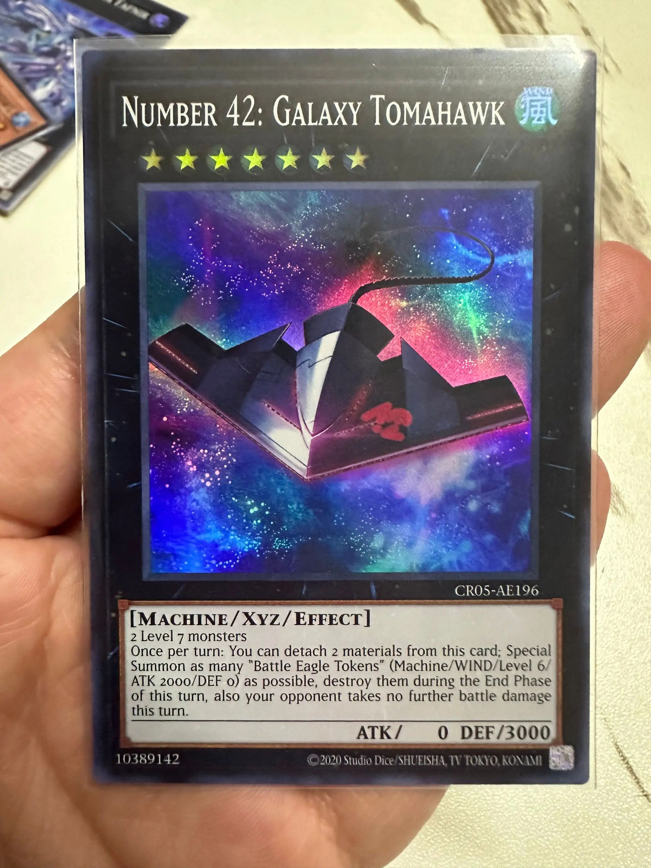 

Yugioh KONAMI Duel Monsters CR05-AE196 Number 42: Galaxy Tomahawk Super Rare Asian English Collection Mint Card