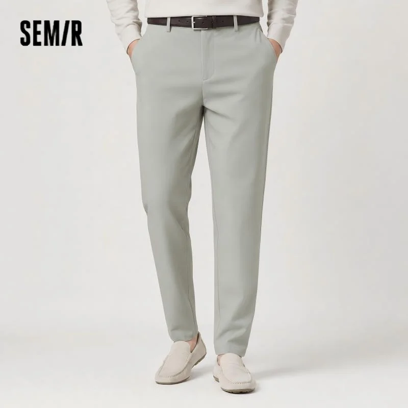 Semir-Pantalones informales para hombre, calzas largas ajustadas, de Color sólido, sencillas y cómodas, novedad de verano, 2024