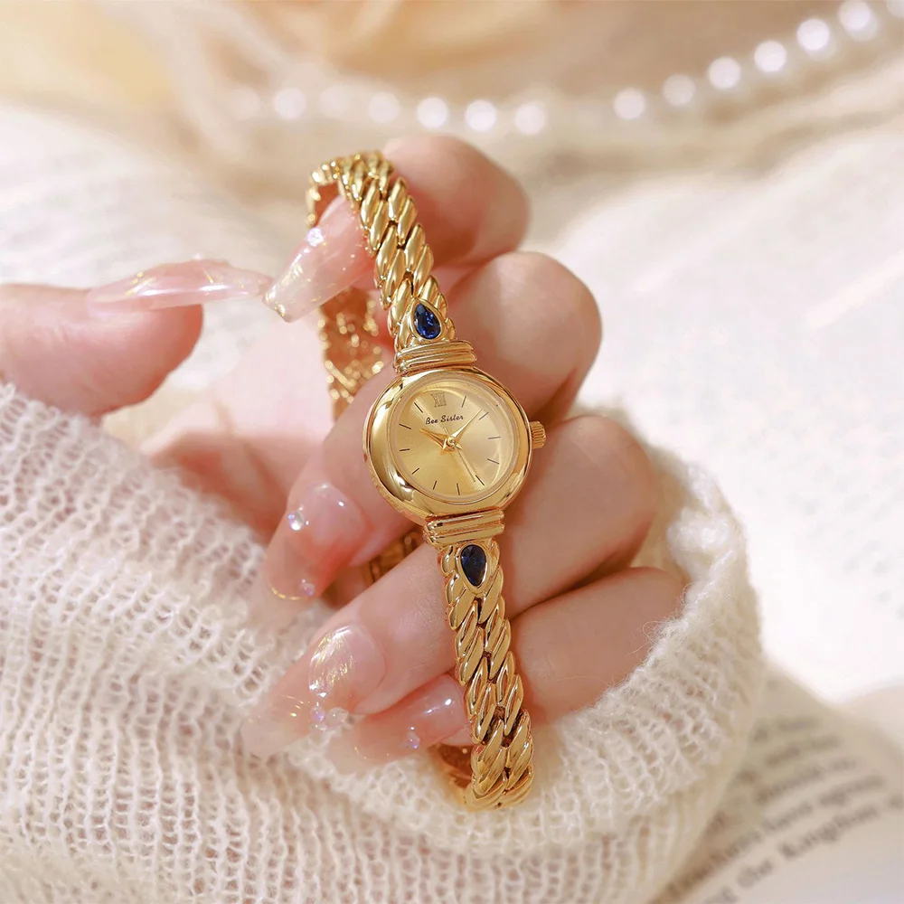 BS Vintage Women's Quartz Watch Luxurious Magenta and Royal Blue with Zirconia Chain Elegant Women's Watch Fashion Dress Watch