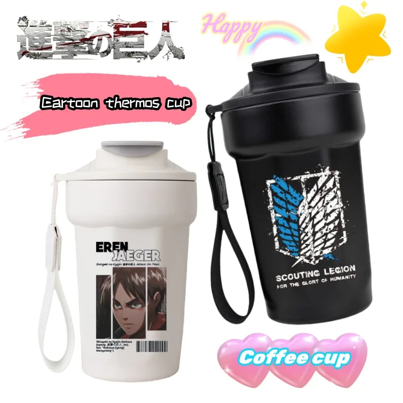 

Attack on Titan Eren Jaeger Mikasa Ackerman High Color Value Stainless Steel Couple Coffee Cup Student Portable Thermos Cup
