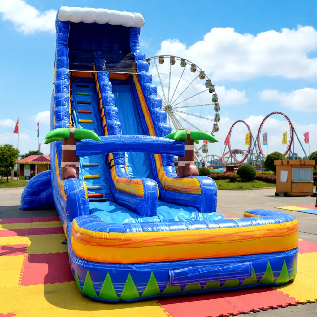 

Надувная водная горка коммерческого класса из ПВХ с бассейном и батутом, настраиваемый размер, яркие цвета, акция