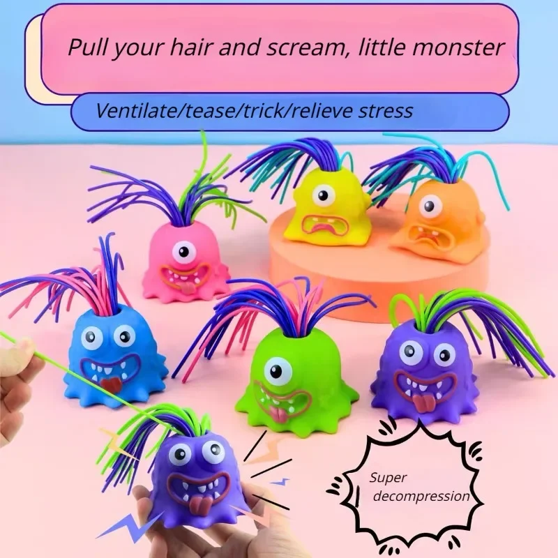 

Hair Pulling Toy: Pulling Hair Can Call A Little Monster, Decompressing, Screaming, Children's Holiday Gift Stress Toy Prank