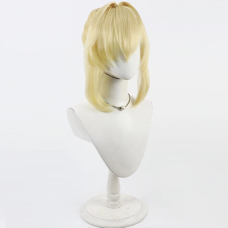 Grave Cosplay Wig Nikke Goddess of Victory Yellow Short Synthetic Hair Heat Resistant Halloween Role Play Party + Free Wig Cap view 3