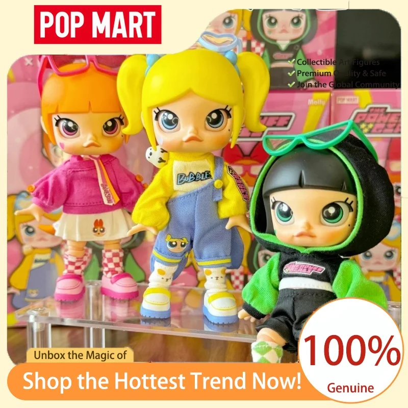 

Pop Mart Molly Powerpuff Girls Series шарнирная фигурка с переменным движением, модная игрушка в слепой коробке, подарок-сюрприз для девочек, коллекционная