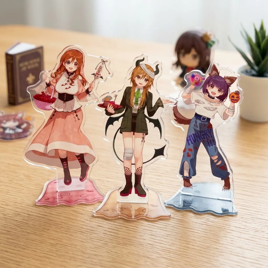 Anime Gourmet Girl Graffiti Acrylic Stand Keychain Figure Desktop Decoration Collectible Ornament Cartoon Character Model Gift