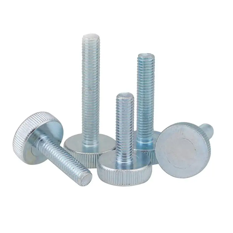 Оцинкованный винт из углеродистой стали с накаткой и плоской головкой M3-M10 GB835 с ручным затяжкой для стекла для штор DIN653