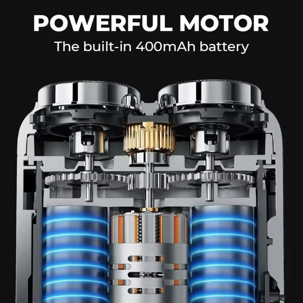 

Double Head Mini Electric Shaver LCD Display Powerful Motor Pocket Rotary Razor Type-C Recharging Comfortable Grip