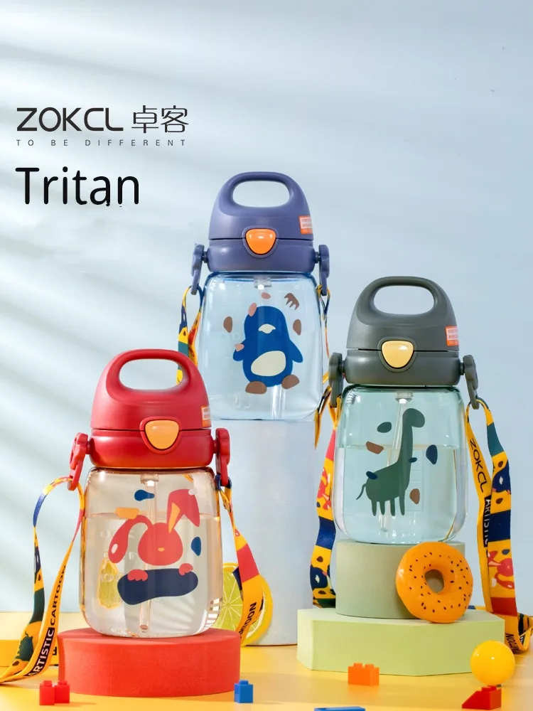 

350ML Fashion cartoon kids water bottle Cute baby Feeding cup with Straw Tritan Outdoor Travel drink ware for children water cup