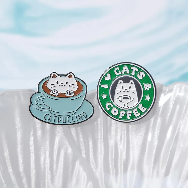 Girls Club Coffee Cup Cat Enamel Pins Witches Brew Dog Mom Fuel Jurassic Brooch Lapel Badge Punk Animal Jewelry Gift