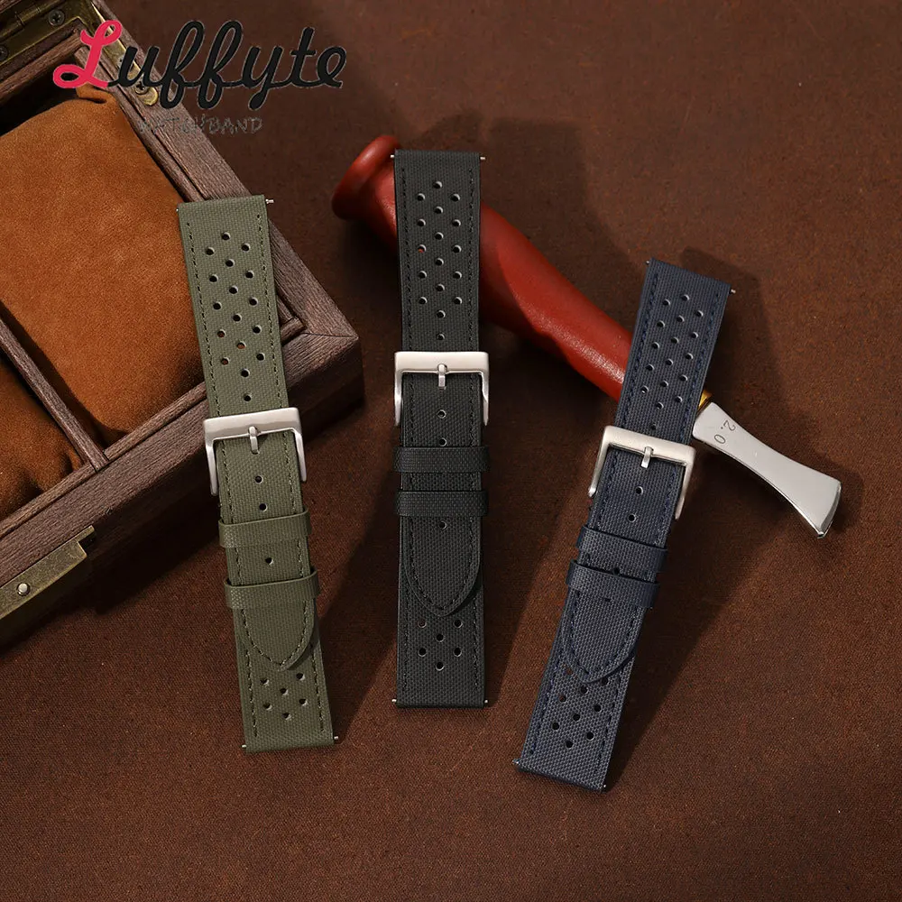 Casual Comfortable Men Nylon Wrist Band 18mm 20mm 22mm Quick Release Spring Bar Breathable Porous Watchband