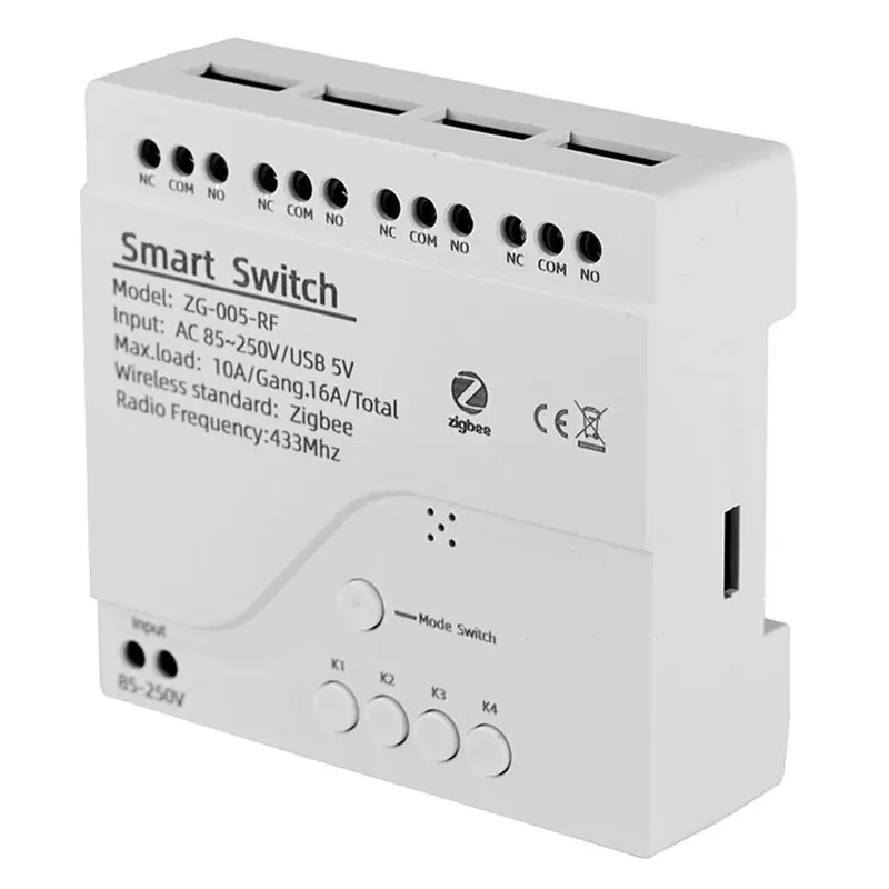 [newa64z-】-4チャンネル-tuya-zigbee-スマートスイッチモジュール-ワイヤレスリレー-音声コントロール-ホワイト-1個