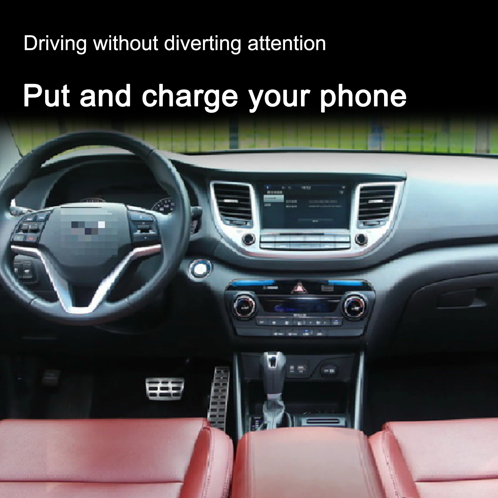 2 Din for Hyundai Tucson 2015-2019 Car Wireless Mobile Phone Charger Center Console Storage 18W iphone fast charge plate holder - view 5