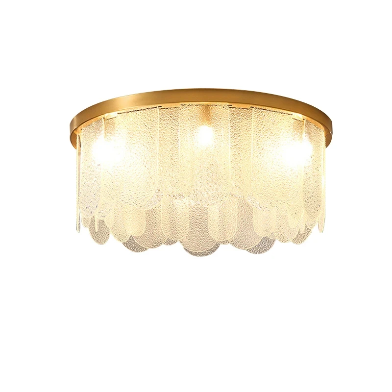 

Brass Crystal Glass Ceiling Lamp Luxury Led Light Fixture Home Decor Lustres Lampara Techo Gold for Bedroom YX359BT